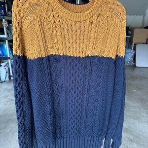 L.L. Bean Signature Men's Two-Tone Fisherman Cable Knit Sweater